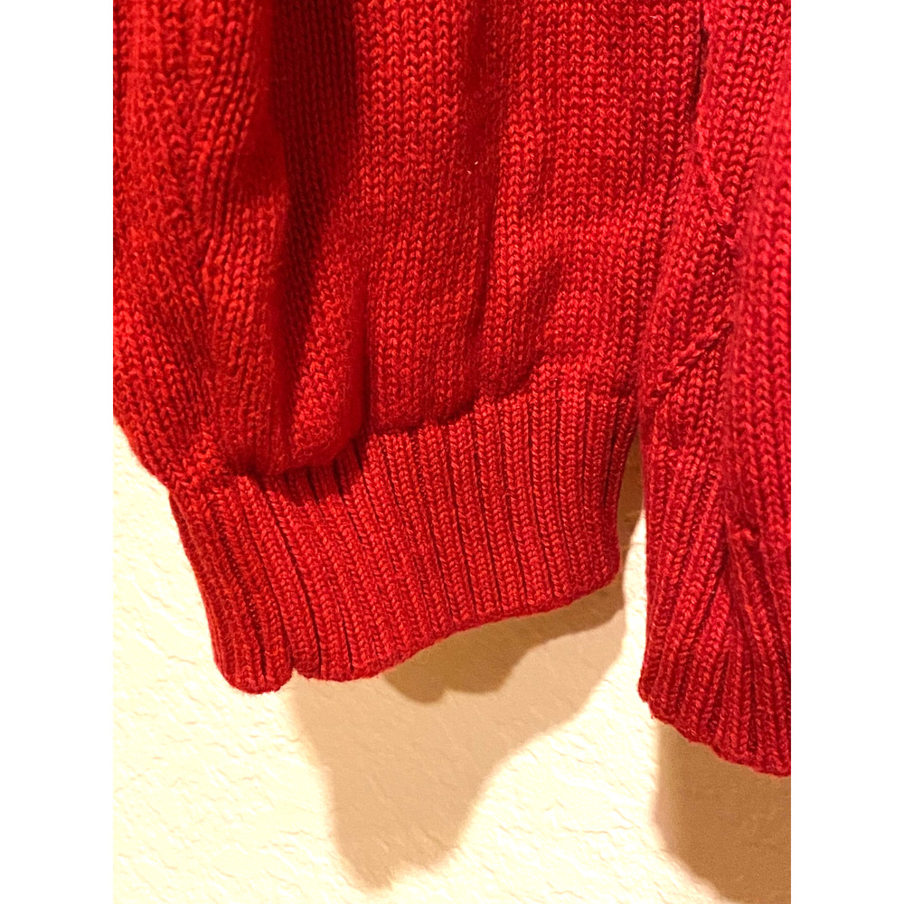 Vintage Izod Men's Red Knit Sweater Size XL Diamond Crest Preppy Holiday Festive - Picture 4 of 9